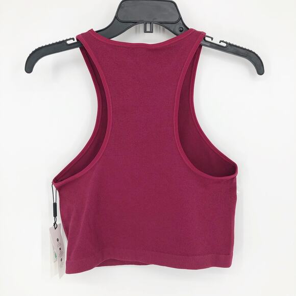 CALVIN KLEIN Women's Performance Ribbed Crop Top Large Red Maroon Racerback NWT - Picture 7 of 11
